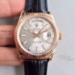 Perfect Replica ROLEX Day Date Rose Gold Silver Dial Watches 36mm